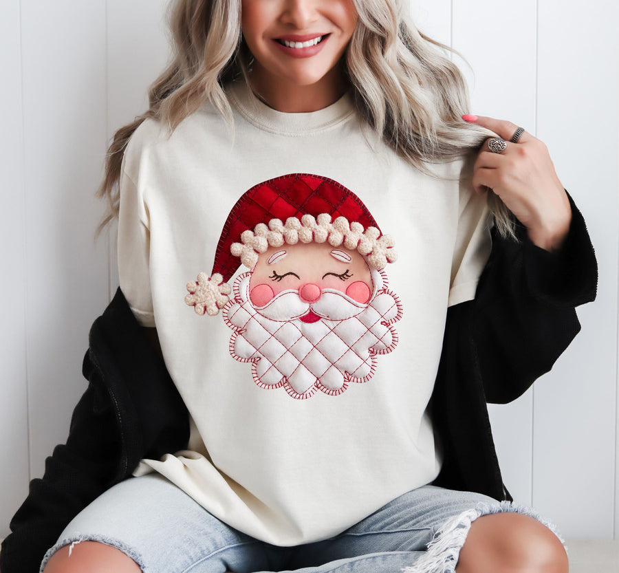 Faux embroidered Santa