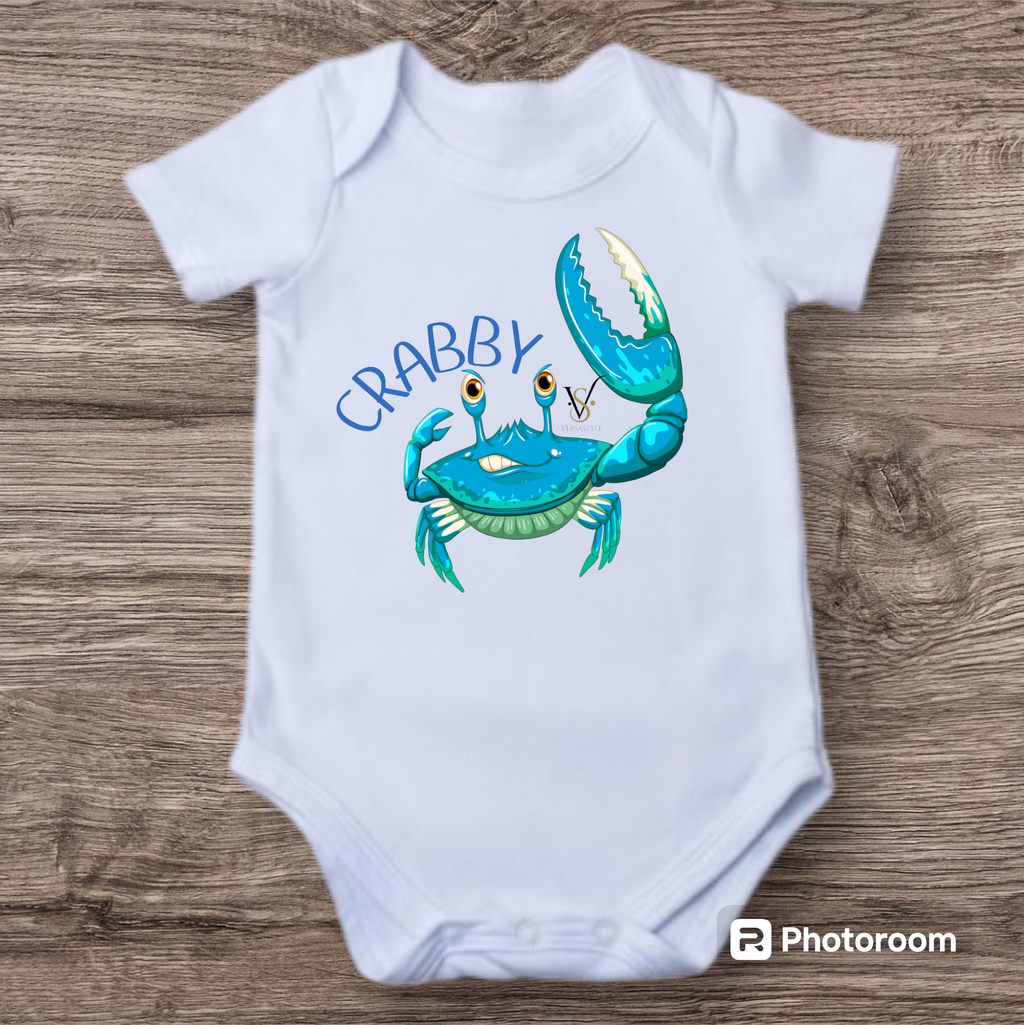 Crabby Onesie pink or blue crab