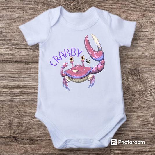 Crabby Onesie pink or blue crab