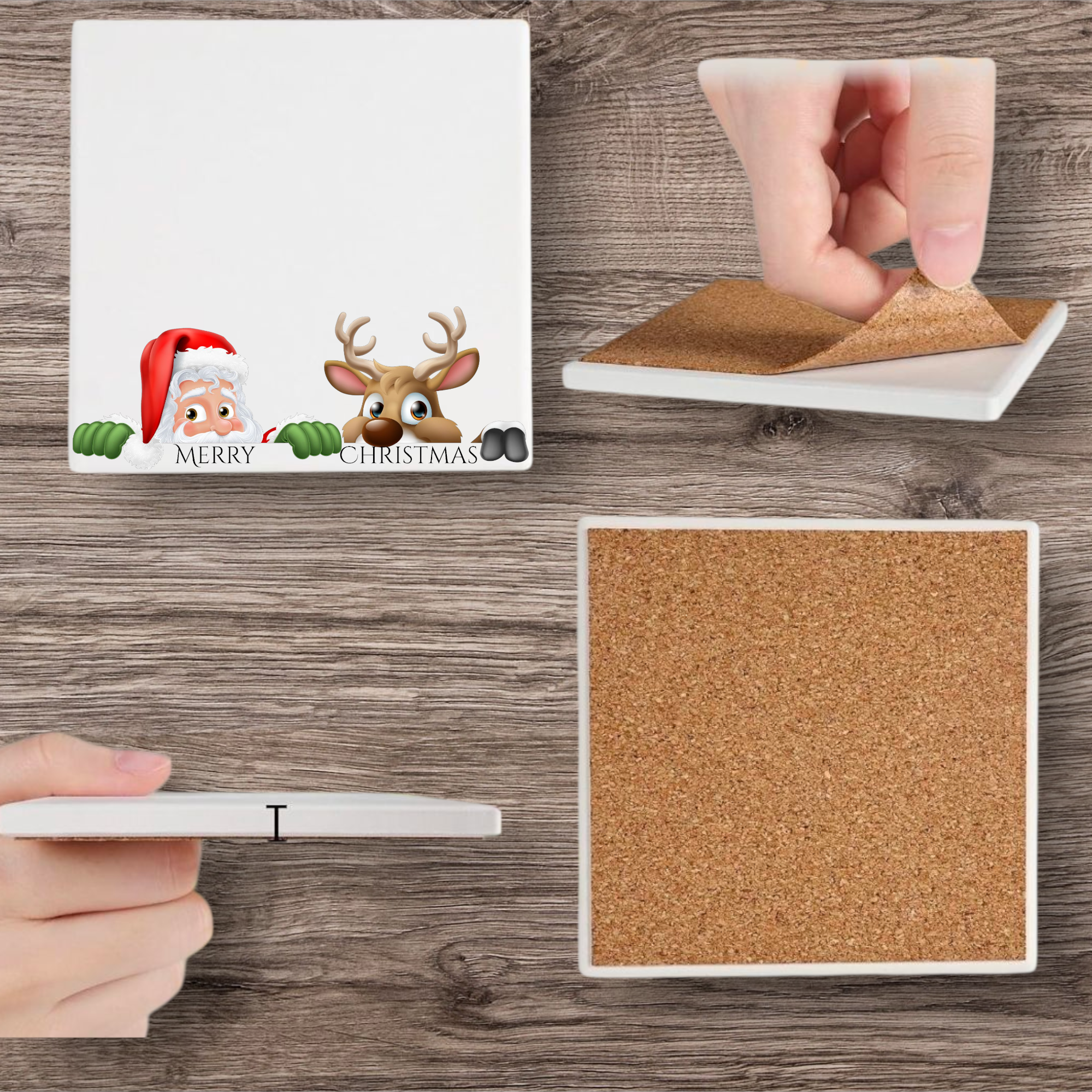 Ceramic Christmas Coasters 4 pk