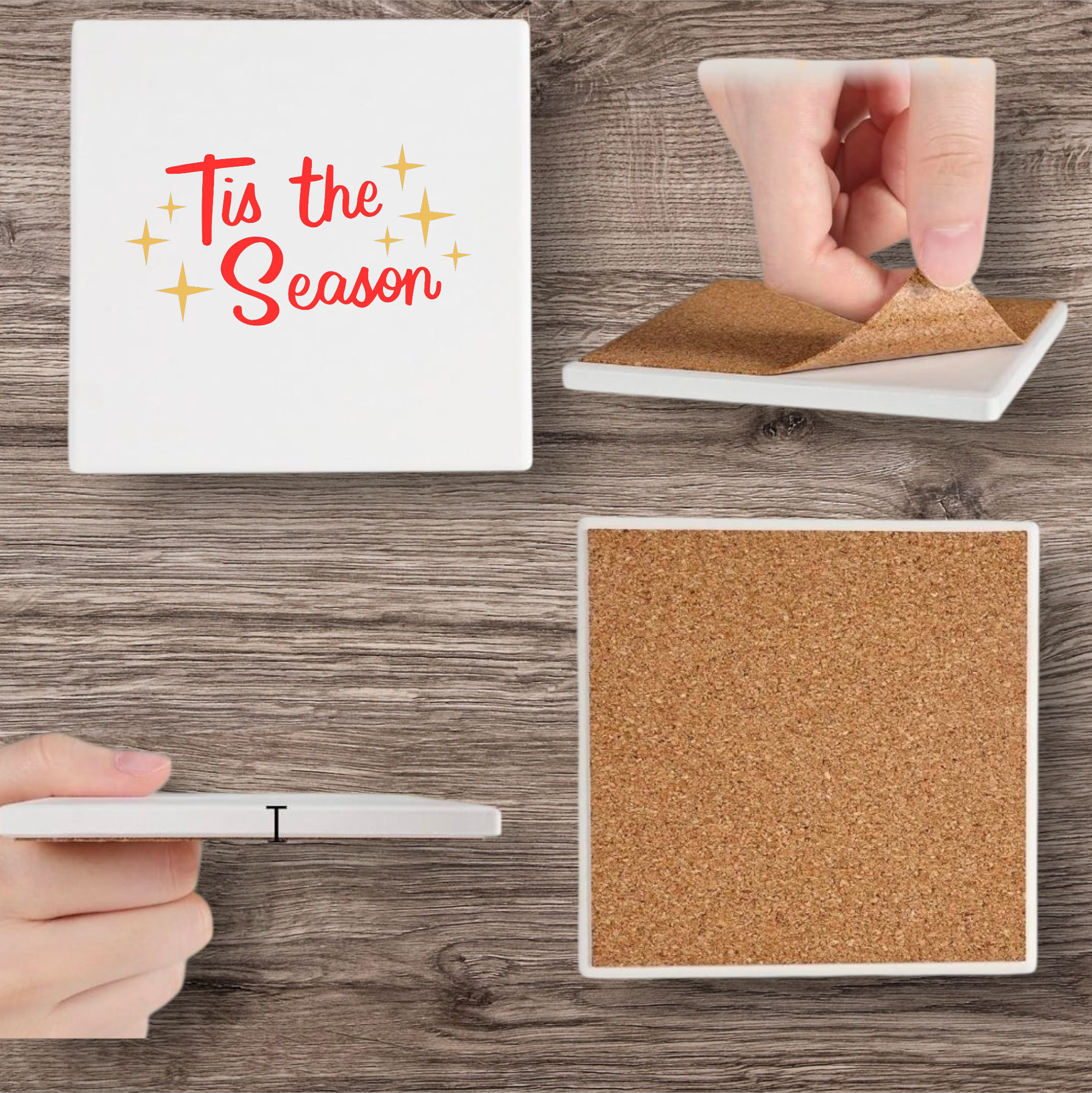 Ceramic Christmas Coasters 4 pk