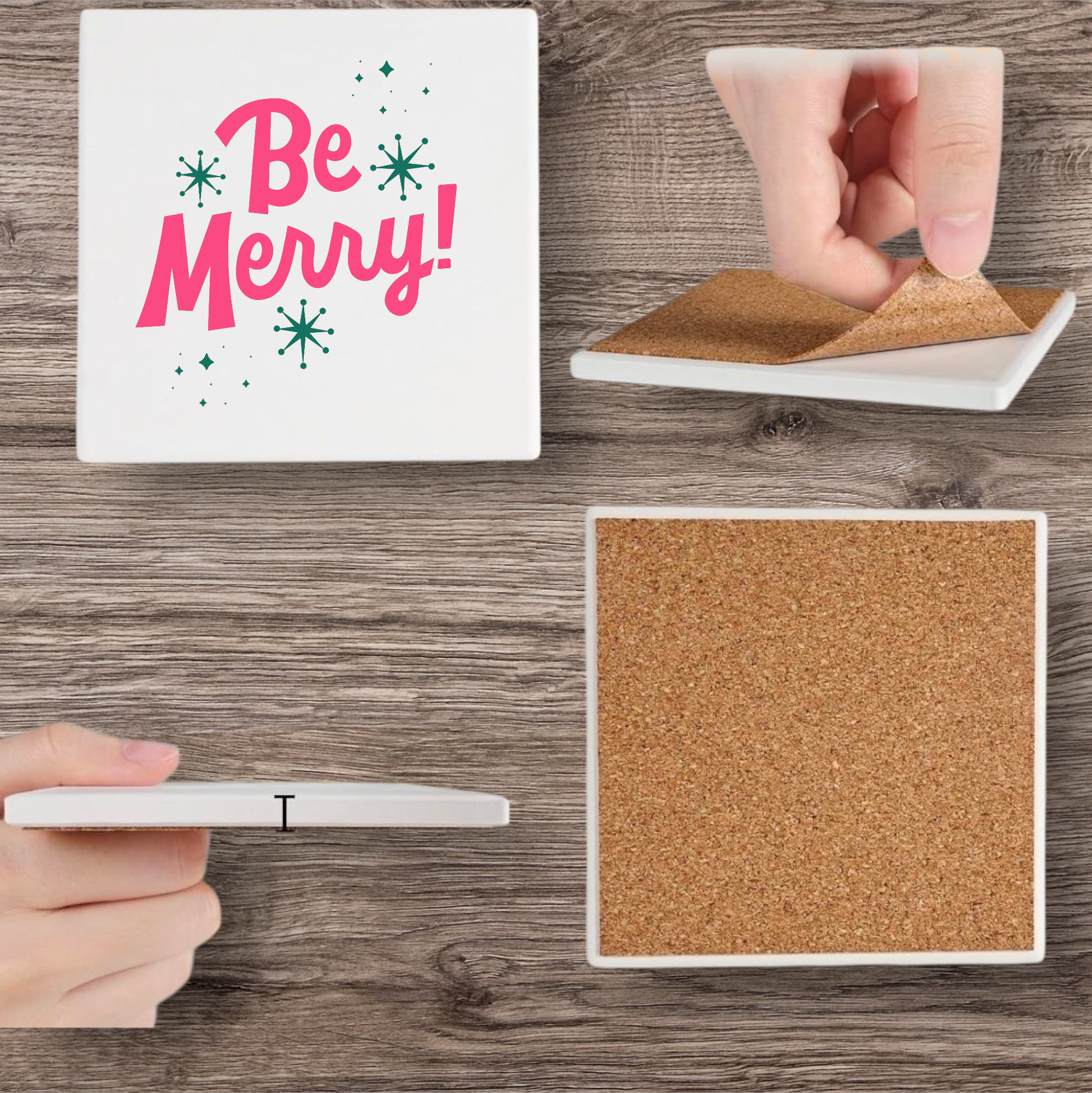 Ceramic Christmas Coasters 4 pk