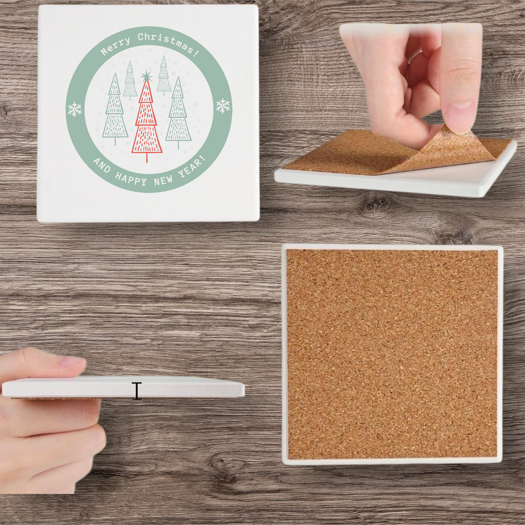 Ceramic Christmas Coasters 4 pk