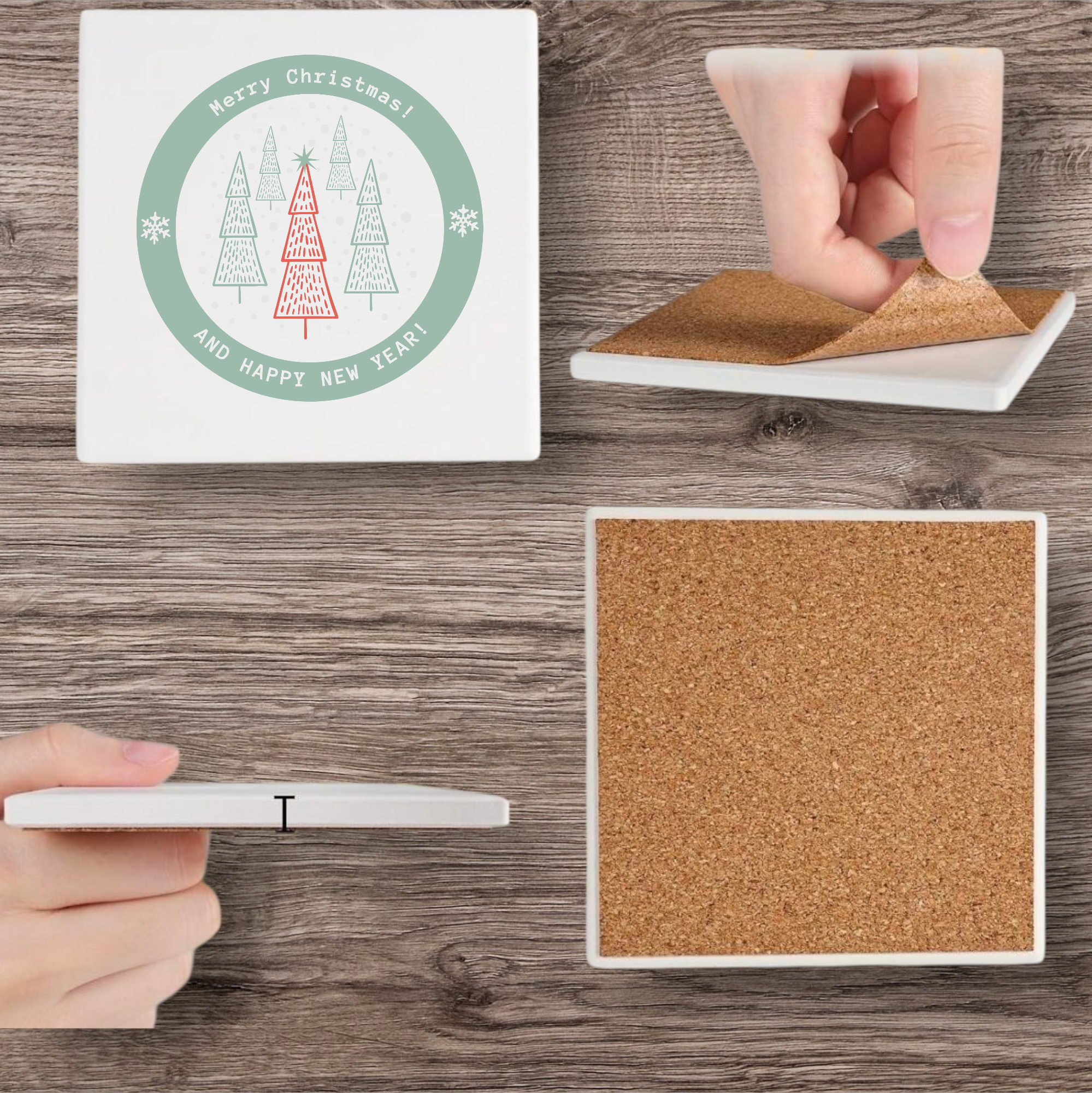 Ceramic Christmas Coasters 4 pk