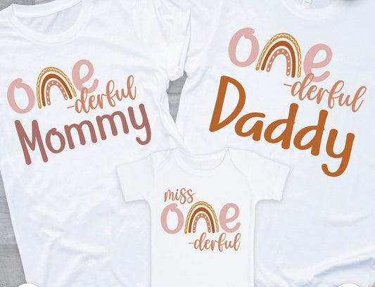 One-derful Mommy Daddy Baby set