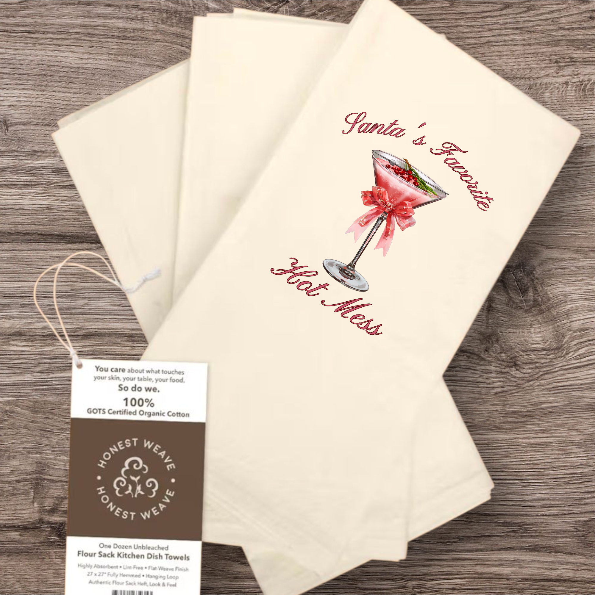 Organic Christmas flour sac towel (Cannot guarantee shipping by Thanksgiving)